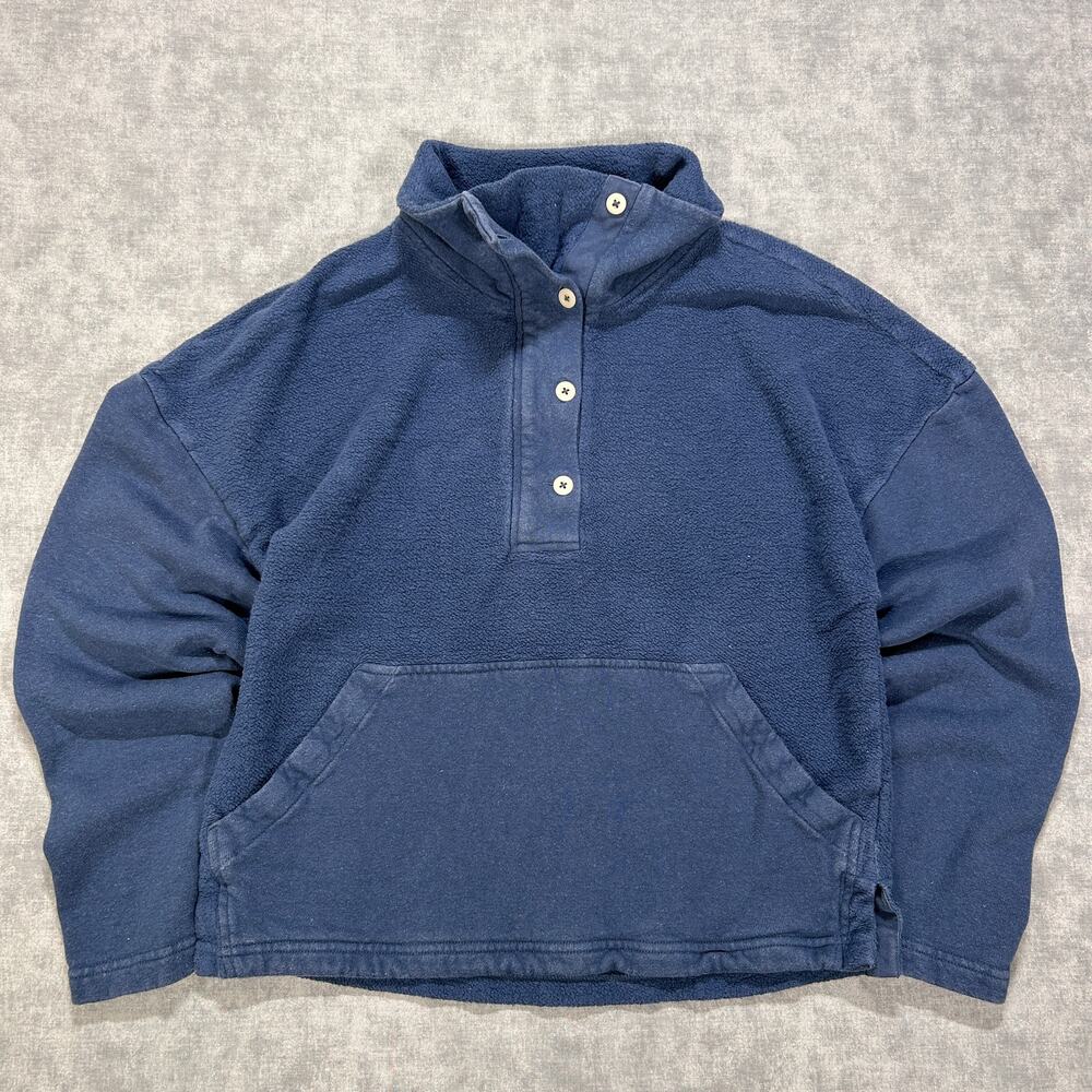 REI Co-op Wallace Lake Hemp Cotton Fleece Pullover Navy Womens Small